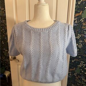 Divided Light Blue Cable Knit Sweater